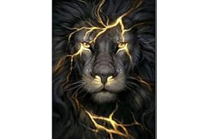 Taekooki Diamond Painting Complet, Peinture Diamant 5d Lion, pour Adultes, Enfants, Filles, Peinture Diamant, pour Salon, Chambre à Coucher et Décoration Murale (30 x 40 cm)