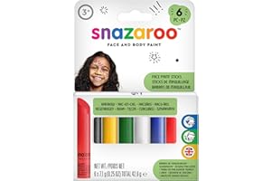 Snazaroo Painting Sticks, Rainbow, Pack of 6, Safe and Non-Toxic, Easy to Remove with Soap & Water, ideal for parties and fancy dress occasions, for Ages 3+
