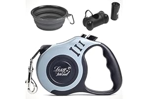 LexyFriend Kit Guinzaglio per Cani Taglia Piccola e media | Guinzaglio per cani 5 metri | Guinzaglio retrattile con Ciotola Viaggio e Porta sacchetti - NERO