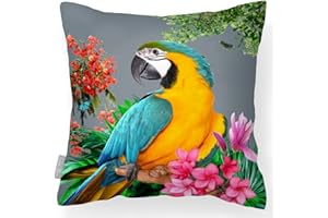 Izabela Peters Waterproof Cushions, 43 cm, Filled Outdoor Cushion, Princely Parrot - Grey, Garden Furniture Cushions