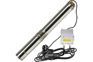 AMUR 3" Zoll - Brunnenpumpe Tiefbrunnenpumpe Tauchdruckpumpe Rohrpumpe Gartenpumpe Brunnen-Star Die Energie-spar Pumpe mit hoher Förderleistung und großem Druck für Brunnen bis ca. 25m Tiefe (550 Watt)