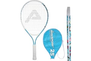 AMA SPORT Raquette de tennis pour enfants - Kit de démarrage pour tout-petits - 43,2 à 63,5 cm - Rose et garçon - Avec sac à bandoulière en nylon 420D