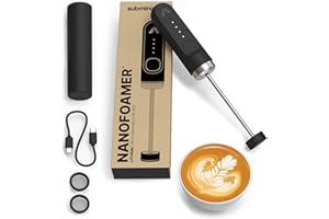 ‎SUBMINIMAL Subminimal NanoFoamer Lithium Hand Milchschäumer | Mikro geschäumte Milch für Premium Barista-Style Kaffeegetränke | Wiederaufladbarer Milchaufschäumer Cappuccino, Latte, Heiße Schokoladen und mehr