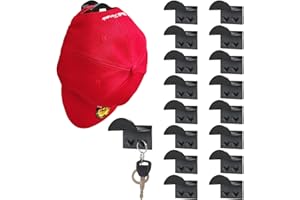 SUVEK 16 Stück Cap Halterung Wand, Hut Organizer mit Haken, Tür Baseball Huthaken Racks Wandmontage, Halter Veranstalter, Kappe Kleiderbügel Schrank, Hutaufbewahrung für Handtaschen Krawatten Schals