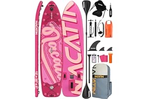 NACATIN Paddle Boards for Family, 12' Inflatable Stand Up Paddle Board with Kayak Conversion Kit, Complete SUP Set Paddle Boards for Adults, with Single/Double Paddle, Kayak Seat and More Accessories