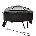 Outsunny Brasero Exterior Ø76x49,5 cm 2 EN 1 Profundidad del Cuenco 18 cm con Rejilla de Cocina Parrilla para Barbacoa Calefa