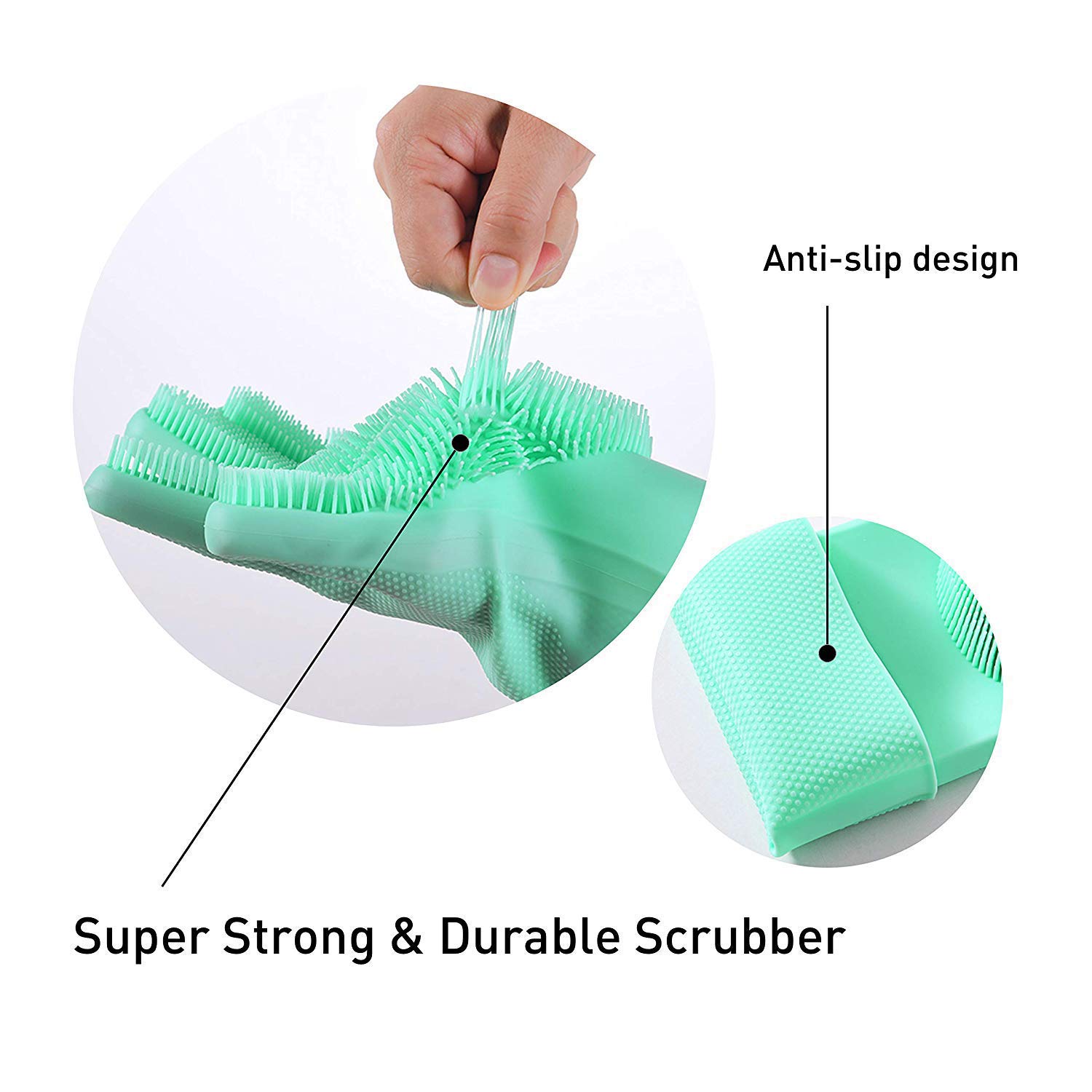 Carecroft Silicone Cleaning Reusable Heat Resistant Pair Magic Brush Gloves Scrubber for Kitchen Dishwashing Dish Car Wash Pet Bathroom Household, Blue, Pack of 1. - Image 9