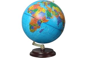 MAGELLAN EXPEDITION Globe Magellan Vasa avec carte politique ou plastifié à la main, autoportant sans méridien diamètre 32 cm, globe avec pied en bois brun rougeâtre échelle 1:40.000.000 carte politique 32 cm