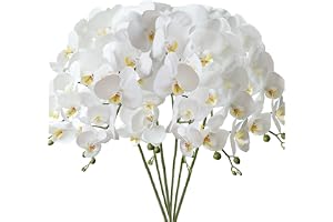 FagusHome 6 st konstgjorda phalaenopsis blommor 80cm vita konstgjorda orkidéblommor stamplanter för heminredning (A)