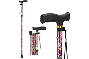 supregear Walking Stick for Women and Men, Collapsible, Lightweight, Sleek, Foldable Folding Walking Cane and Sticks for Seniors & Adults with Comfortable T-Handle