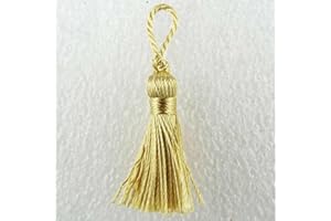 TURNER BROWNE CRAFTS 19 COLOUR 35mm 40mm Length Shiny Rayon Small Mini Keys Gifts BUY 4 8 Tassels 032, 03 Gold, Pack of 8