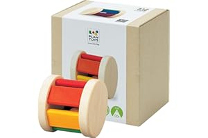 PlanToys Sonajero Bebé - Rodari Bebé Arcoíris - Sonajero Madera con Sonido Suave al Rodar - Juguete de Madera para Bebés 6 Meses - Clásico