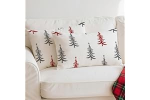 Avalune Cojines Navidad Funda Cojin 30x50 Rectangula árbol de Navidad Gris Rojo Fundas Cojines Navideños Funda de Almohada del Sofá Decoración Cubierta Decorativo para Sala de Estar Sofás Juego de 2
