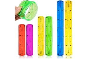 RIXOTIX Flexibles Lineal Set,Lineal 30cm Lineal 20cm Lineal 15cm Grundschule,6 Stücke Bunt Lineal Weich,Transparent Lineal Bruchsicher Biegbares für Schule Büro Zuhause Kinder Mädchen.