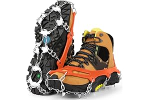 WardWolf Ramponcini per Scarponi Scarpe 25 Denti Ramponi da Ghiaccio de Neve Ice Tacchetti Universali per Donna e Uomo Trekking,Camminare,Escursioni in Inverno,Occhielli Rinforzati con Inserti