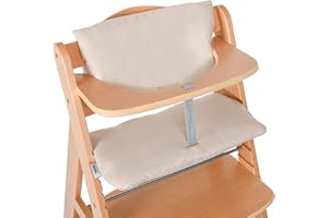 hauck Coussin Chaise Haute Bebe Deluxe (2 Pièces), Réducteur Compatible Chaises Bébé Alpha, Inclus Assise Rembourrée et Dossier de Siège, Beige