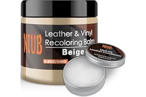 NIUB Bálsamo para colorear cuero, 8.5 onzas, color beige con restaurador de color de cuero al óleo, removedor de arañazos de cuero, restaurador de cuero para sofás, muebles, zapatos de cuero, pintura