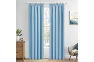 MRTREES Blue Blackout Curtains 72 Inch Drop, Thermal Pencil Pleat Curtains for Bedroom Living Room Multiple Hanging Methods, 2 Panels 117x183 CM 46x72 Inch Sky Blue