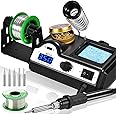 Preciva 60W Professional Digital Solder Workstation, LCD Display, 90-480℃ Adjustable Temperature, 5 Tips, Solder Wire, Frame, Sponge, Suction Device