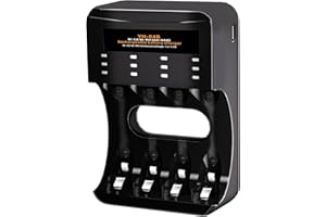 WAEUUKKPO AA AAA Battery Charger Universal Battery Charger Intelligent Smart Battery Charger for AA/AAA NI-MH NI-CD Rechargeable Batteries (4 Slot)