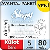 Sleepy Bio Natural Premium Plus Airbag Comfort Avantaj Paketi K&uuml;lot Bez 5 Numara Junior 80 Adet