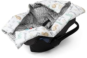 Navaris Einschlagdecke für Babyschale - universal Baby Decke für u.a. Maxi Cosi Römer Cybex Autositz - Kinderwagen Fußsack - Decke Tierwelt Design