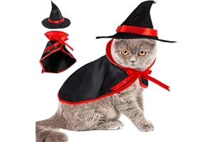 Atuoxing Costumi di Halloween per Animali Domestici, Halloween Gatto Cane Costume Mantello da Vampiro con Cappello, Vestito Gatto per Halloween Cosplay