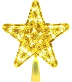 Stella Per Albero Di Natale Con Luci LED - Colore Oro, 30x24 Cm, Alimentazione A Batteria, Decorazione Festiva