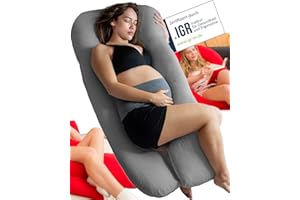 ‎TRAUMREITER Traumreiter Schwangerschaftskissen Memory Foam Hybrid mit Bezug grau, Seitenschläferkissen zum Schlafen, U-Form Body Pillow Stillkissen Schwangerschaft Komfortkissen Erwachsene (Visco L)