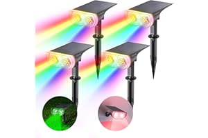 Linkind StarRay Luci Solari Esterno Giardino RGB, 22 LED Faretti Solari Colorate Decorative, 800LM Lampade Solari da Giardino Impermeabile IP65 per Cortile Prato Piscina, 4 Pezzi