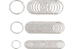 BHAHAI 80 PCS Loose Leaf Binder Ring, Metal Book Rings Keychain Rings Index Card Ring Binder Single Ring Binder Large Binder Rings for Notebook Scrapbook Album Craft DIY