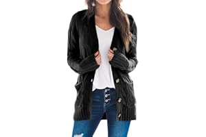 Uusollecy Gilet Long Femme Cardigan Ouvert Manches Longues Ouverte sur Le Devant avec Patte De Boutonnage Et Poches Décontracté Veste Long Tricoté Pull Manteau Couleur
