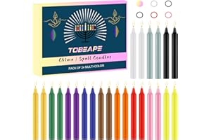 Tobeape Spell Chime Candles 24 pcs Coloured Candles, 4" Tall Unscented Mini Taper Candle for Witchcraft, Wiccan Altar, Magic Tools, Rituals, Prayer, Meditation and Party Decoration