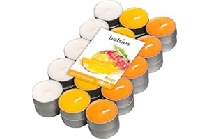 Bolsius Velas de té perfumadas con aroma de mango, multicolor, paquete de 4 horas, 30 unidades, cera, talla única
