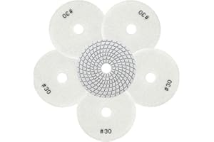 QUEFORET Diamant Polierpads Körnung 30-6 Stücke Nass Polierscheiben 100mm für Granit Marmor Quarz Kunststein, für Winkelschleifer
