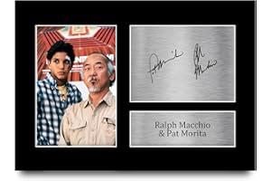 HWC Trading A4 Ralph Macchio & Pat Morita The Karate Kid Daniel, Mr Miyagi Gifts Printed Signed Autograph Picture for Movie Memorabilia Fans