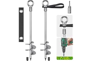 Insaga Ground Anchor Heavy Duty 45cm Ground Pegs kits Fit for All Tents, Trampolines anchor kit for Camping/Shed/Dog/Garden Carport with Adaptor and Straps,2 Pack