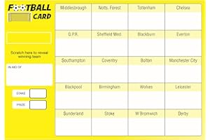 Thomas & Anca Club Supplies Ltd Football Fundraising Cards 20 Teams Pack of 10 CARDS