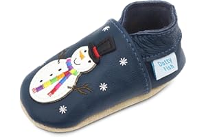 Dotty Fish Scarpine in Pelle Prima Infanzia. Scarpe Bimbi per Primi Passi con Suola Scamosciata. Animali. (17-28 EU)