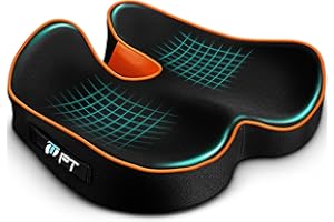 ‎PTYLO PTylo Sitzkissen - Ergonomisches Sitzkissen für Bürostühle, Autositze, Rollstuhl, Gamingstuhl, Komfortable Unterstützung für langes Sitzen und Schwangere, atmungsaktiv mit rutschfesten (Schwarz)