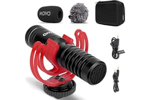 Movo VXR10-PRO Zewnętrzny mikrofon wideo do kamery z mocowaniem wstrząsowym Rycote Lyre - kompaktowy mikrofon strzelby i akcesoria kompatybilne ze smartfonami i aparatami DSLR - bezbateryjny mikrofon