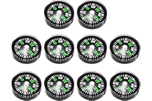 TIXIPEM 20mm Mini Compass [10PCS] - Pocket Oil Filled Small Compass Bulk for Hiking & Camping - [Black] Outdoor Activities Accessory