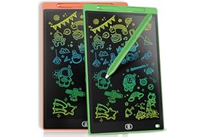 [2 Pack] Genialba 10 Inch LCD Writing Board, Colourful LCD Writing Tablet, Electronic Graphic Tablet for Children's Games (Green&Orange)