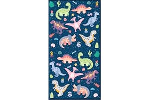 Theonoi - Toalla de baño para niños, 100% algodón, 70 x 140 cm, diseño de dinosaurio