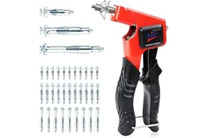 BYFFOER Set di pinze di montaggio per cavità, set di montaggio per cavità con 34 tasselli in metallo, viti in 3 misure, pinza per tasselli, perfetta con pareti cave, cartongesso, trucioli di legno