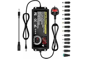 CIENXUAN Power Supply 3A 72W Adjustable Variable AC/DC Adapter Charger, 100V-240V AC to DC 3V~24V Converter with LED Voltage Display & 14 Tips & Polarity Converter