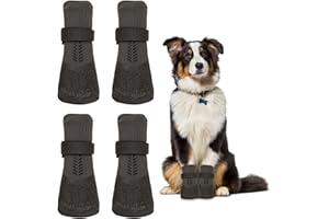 Vordpe 4 Stück Hundeschuhe Pfotenschutz, Anti-Rutsch Socken für Hunde mit verstellbaren Riemen, Hunde Schuhe Outdoor, gegen Lecken und Rutschen (XXXL)