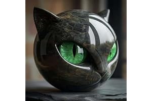 Generisch Schwarze Katzen-Steinskulptur, Schwarze Skulptur Eines Katzenkopfes, Handgeschnitzte Kristall-Heilungsstatue, Niedliche Katzenstatue Aus Heilstein Zum Stressabbau, Für Zuhause Oder Büro