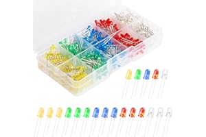 LEWTTYER Luci LED lampeggianti da 5 mm per modelli, mini lampadine a LED lampeggianti, micro luci, gamma di diodi luminosi, kit rosso, giallo, verde, blu, bianco (40 pezzi per colore, 200 pezzi)