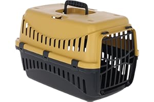 Kerbl Pet Caisse de Transport Expedion, possibilité de Transport pour Chats/Chiens/Petits Animaux, Plastique, Honey|Noir, 45x30x30 cm